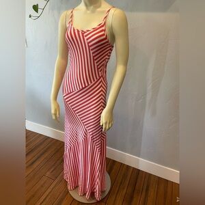 Coral  and White Striped Maxi Dress size medium